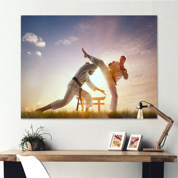 Martial Arts Karate Fighters Outdoors - Martial Arts Canvas Wall Art